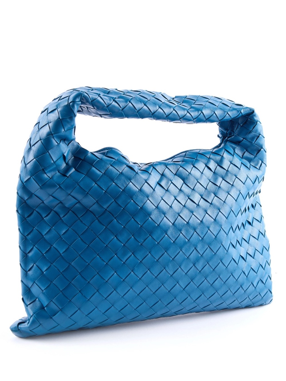 NEW Bottega Veneta Small Hop in Deep Pacific Blue Leather Woven Hobo Bag - Picture 9 of 13
